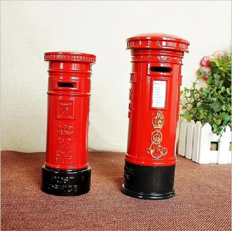 Retro London Metal Mailbox Crafts Piggy Bank Home Decoration Alloy Postal Box Money Box Money Coin Bank Kids Gift