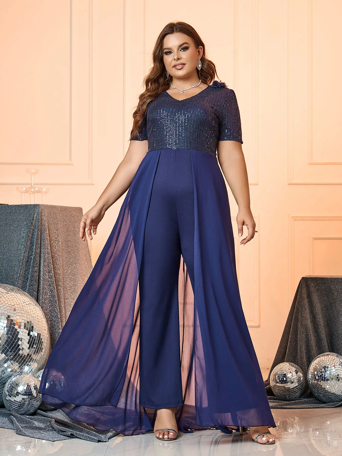 Moda Plus Size imprezowe sukienki Temperament eleganckie cekiny splatanie długa siateczkowa sukienka duże sukienki bankietowe ślubne damy