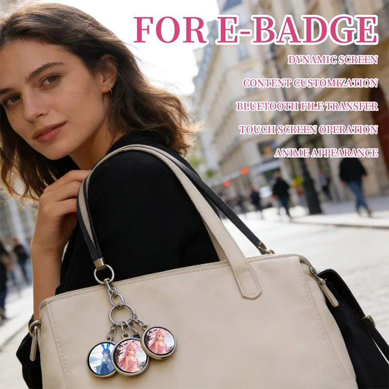High-end Anime E-Badge Display Pin 1.7 Inch Touch Screen LED Button Collectible Cyber Dynamic Gift for Otaku Fans And Friends