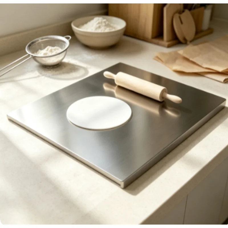 Large L-Shaped Stainless Steel Cutting Board Dual Purpose Kitchen Panel Food Cutting Dough Kneading Household Use