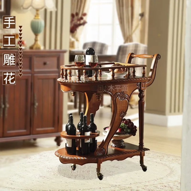 trolley hotel home with wheels movable side table retro hand push small coffee table 810 * 480 * 950mm