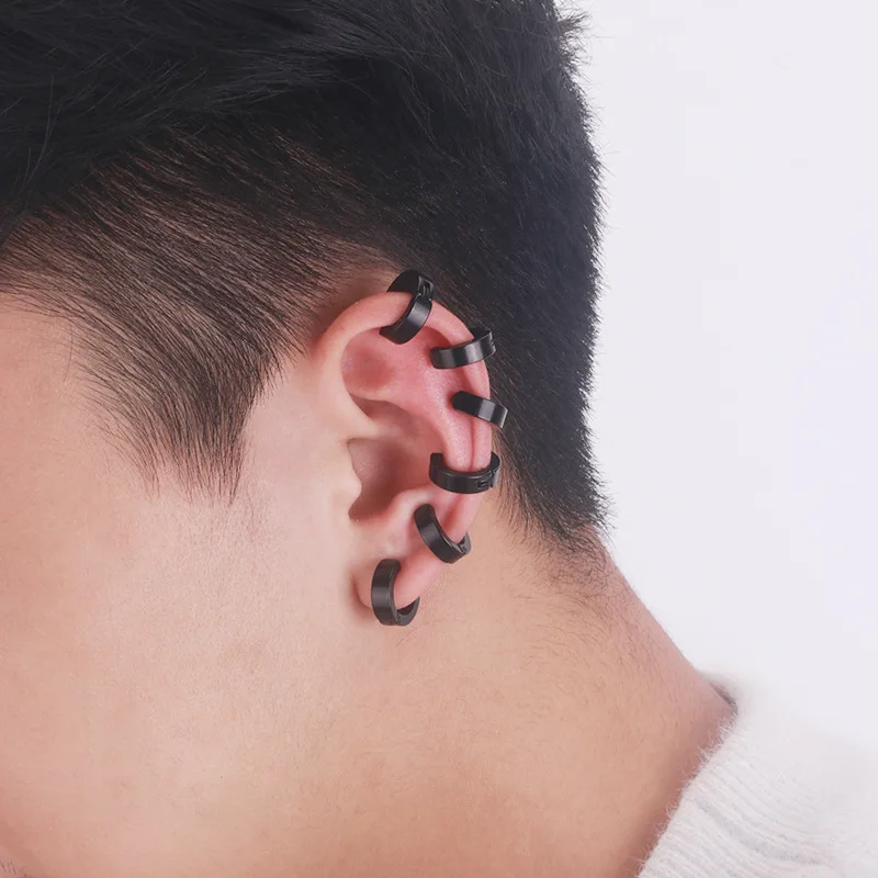 Chainsaw Man Cosplay Earrings For Adult Yoshida Hirofumi 6pcs Black Ear Clips Japanese Anime Costume Accessories Comic-con Props