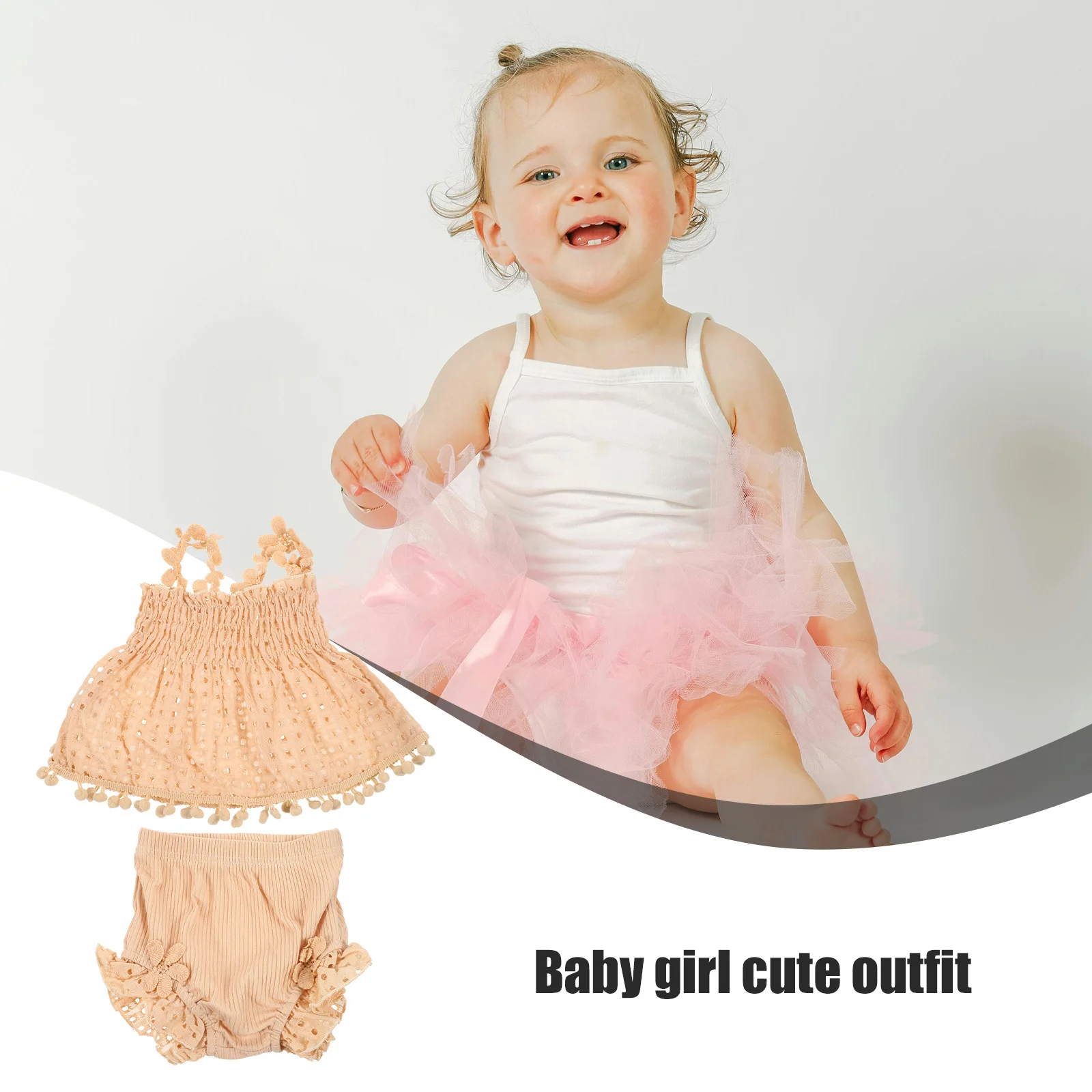 1 set 1 Baby Girl Outfit Cotton Top Shorts Set Newborn Infant Comfortable Clothing Breathable Birthday Party Wear Pants Set