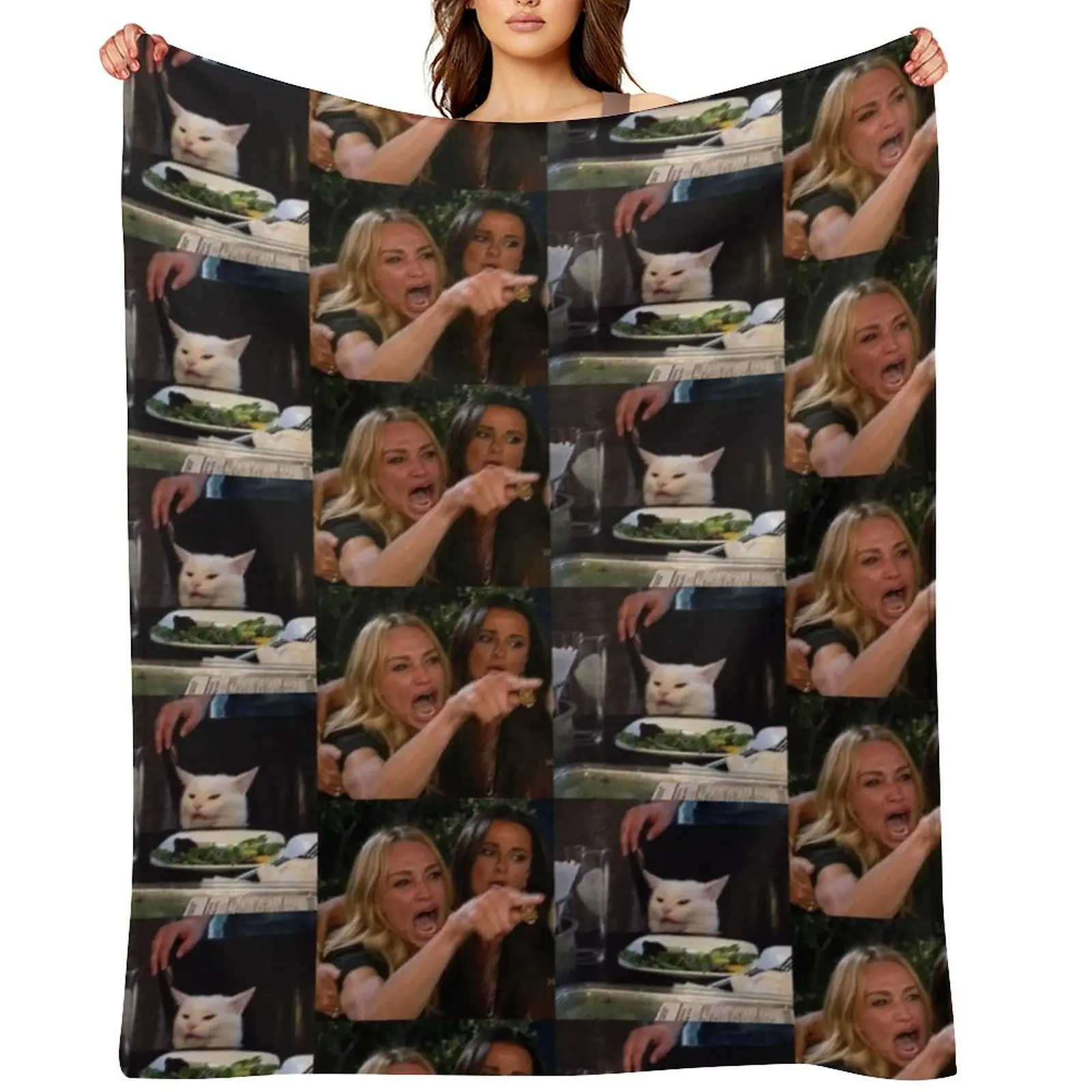 

Woman Yelling At Cat Meme Throw Blanket Cute Sofa Quilt Winter beds Large Blankets