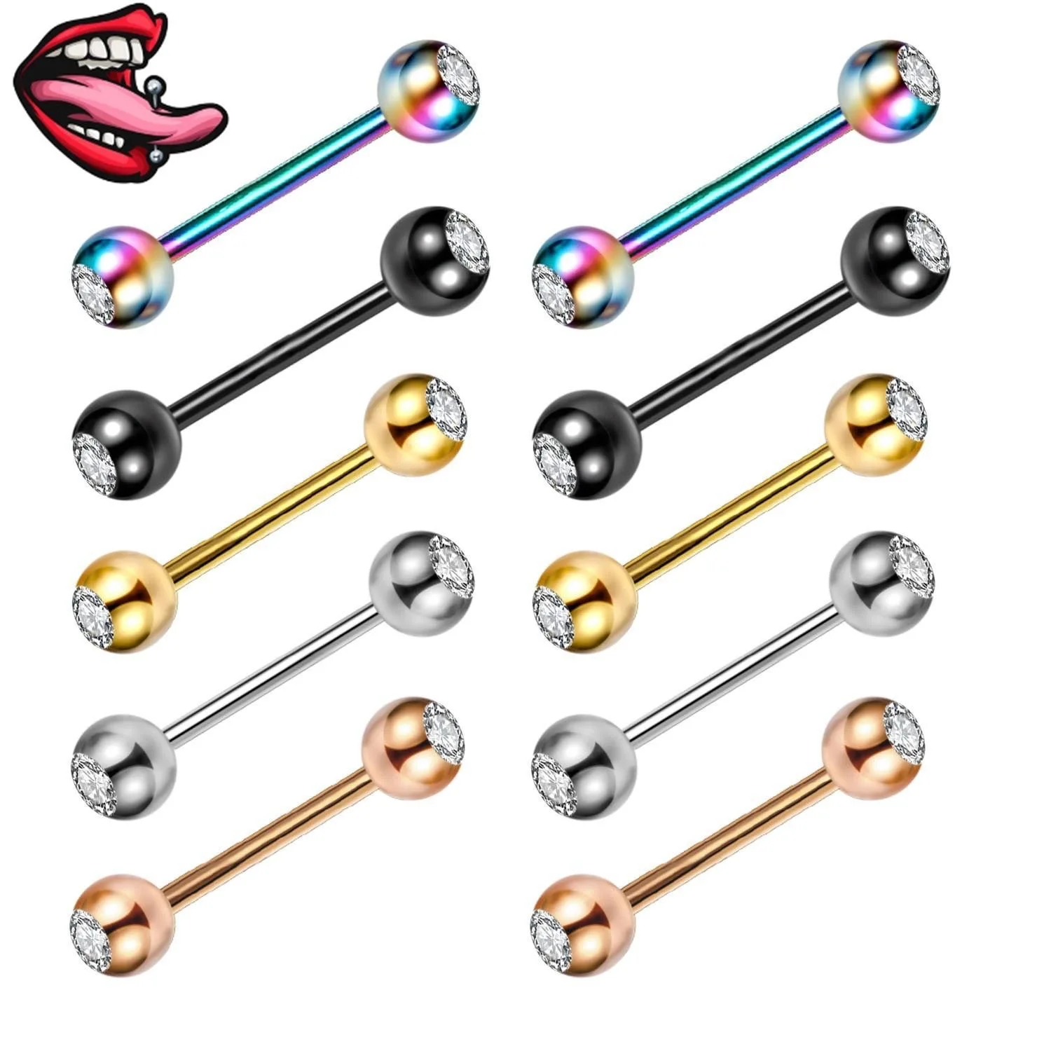 Stainless Steel Internally Threaded Tongue Nipple Shield Barbell Ring Cubic Zirconia Nipple Barbells Piercing Jewelry