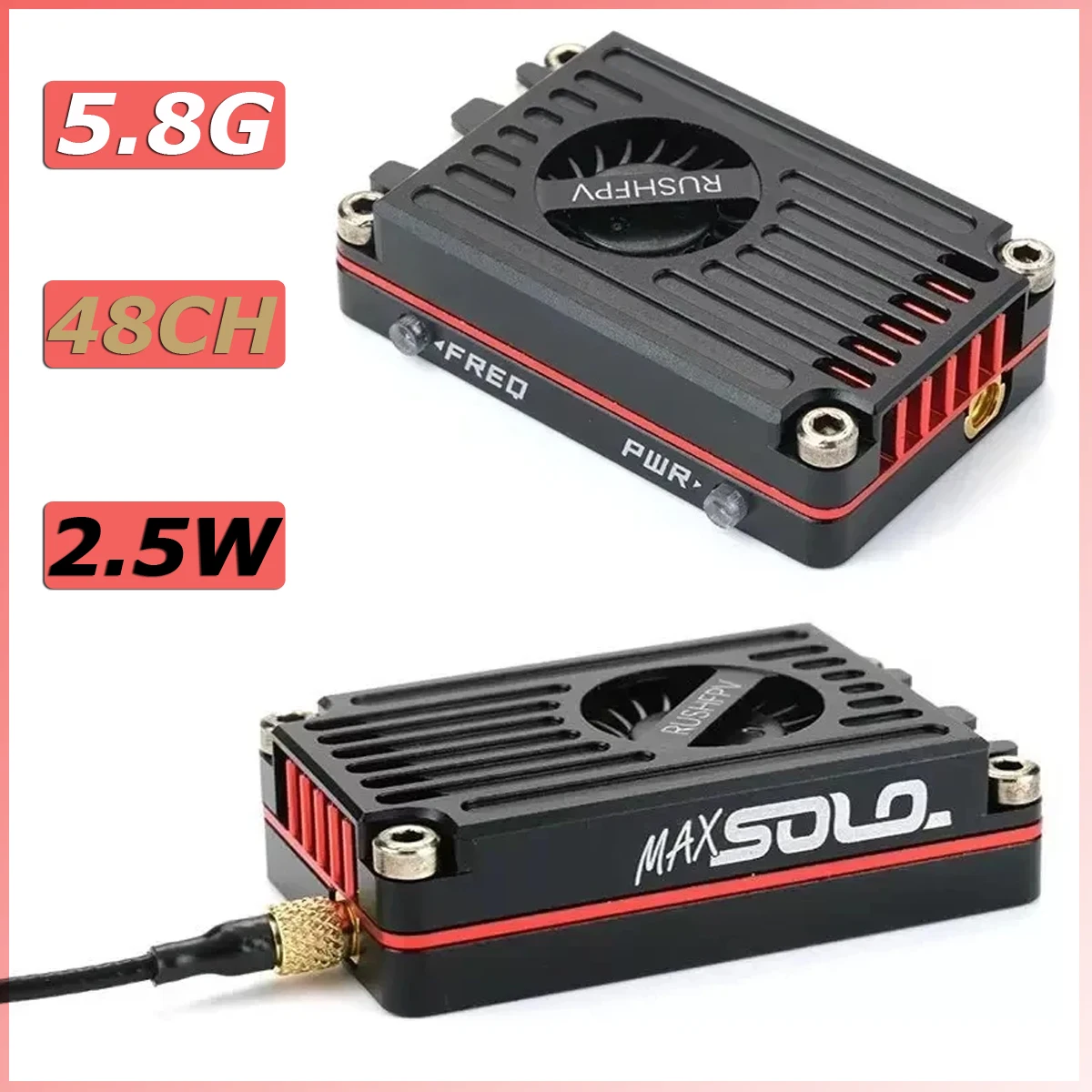 RUSHFPV RUSH MAX SOLO 5.8GHz 2.5W High Power 48CH VTX CNC ShellFor RC FPV 10in 13in 15in frame Long Range Racing Drone