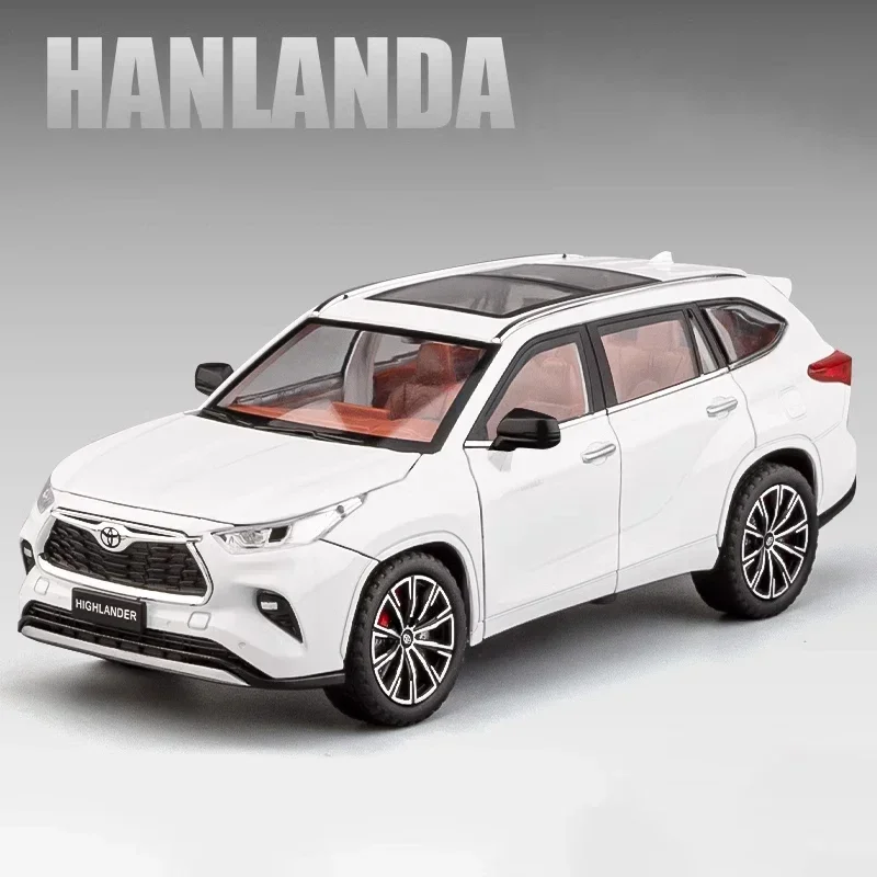 1:24 Highlander SUV gegoten speelgoedautomodel Legering Geluid en licht Trek speelgoed Collectibles Verjaardagscadeau