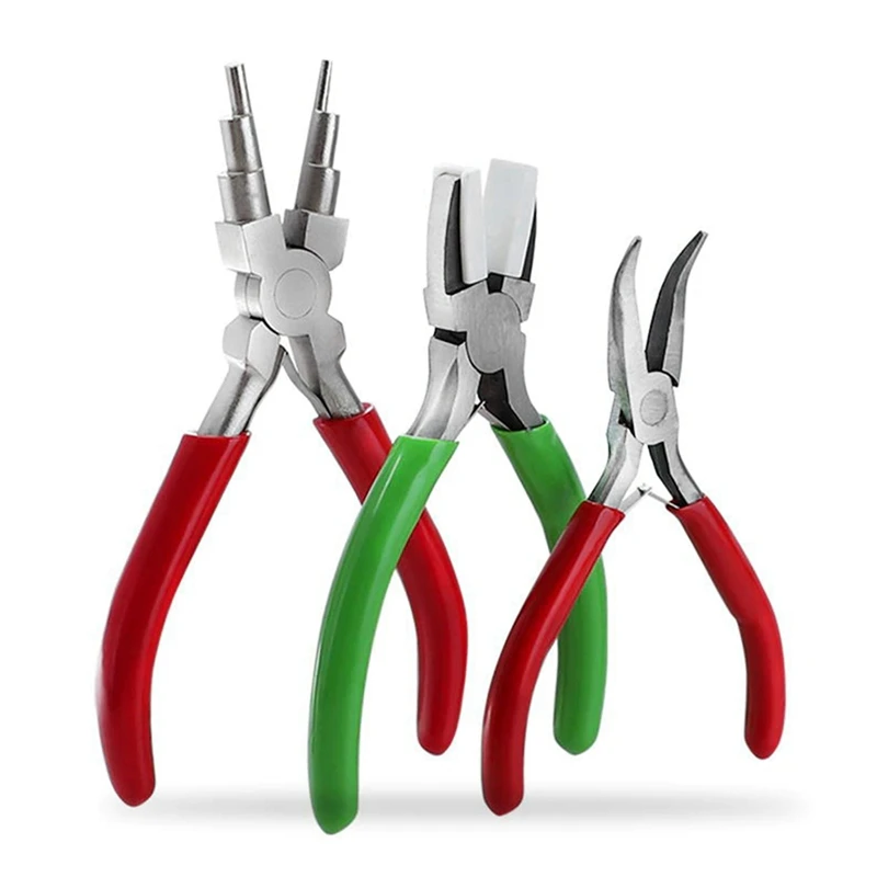 3 Pieces Of DIY Pliers Steel Six-Segment Hand Winding Modeling Pliers Mini Jewelry Flat Nose Pliers