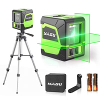 YAGU 2/5 Line Laser Level Green Cross Laser Tool With Tripod Set Vertical And Horizontal Lines 360 Degree Rotation Self-leveling