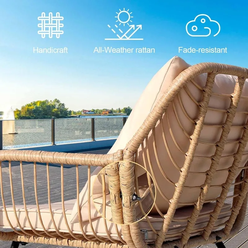 Outdoor Rope Wicker Patio Conversation Set, All-Weather Rattan Conversation Chairs for Backyard, Balcony