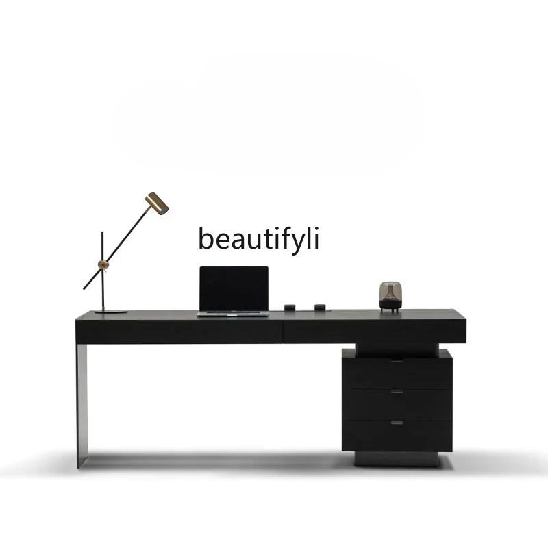 

Italian minimalist light luxury desk living room solid wood open study computer desk workbench