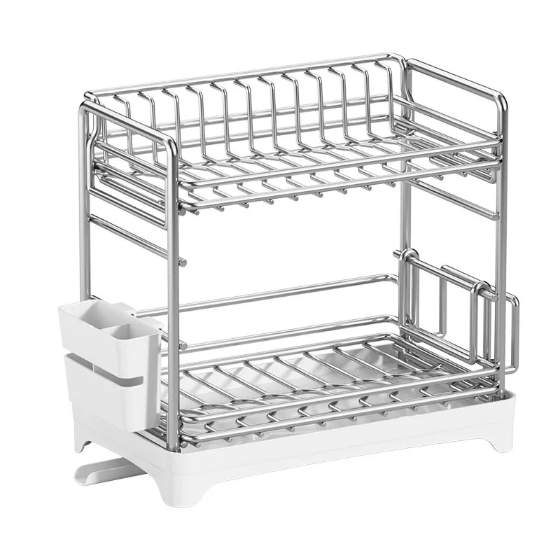 

304 Stainless Steel Dishes Drain Rack Household Countertop Multifunctional Sink Storage Water Filtration Kitchen Shelf Dishes