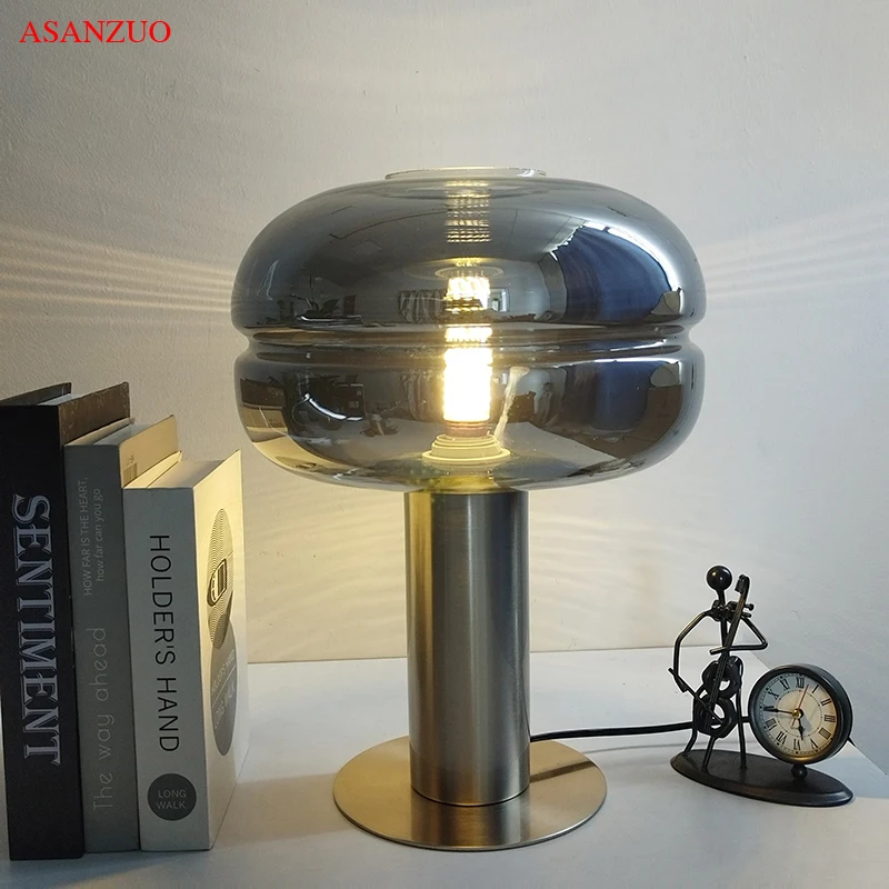 

Postmodern Glass Table Lamp Metal bottom Decor Bedroom Bedside Luminaires Home Living Room Study E27 Desk Lamp