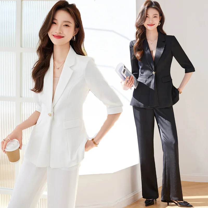 

White Business Suit Women's High Sense2024Spring and Summer New Small Women's Thin Small Business Suit Coat