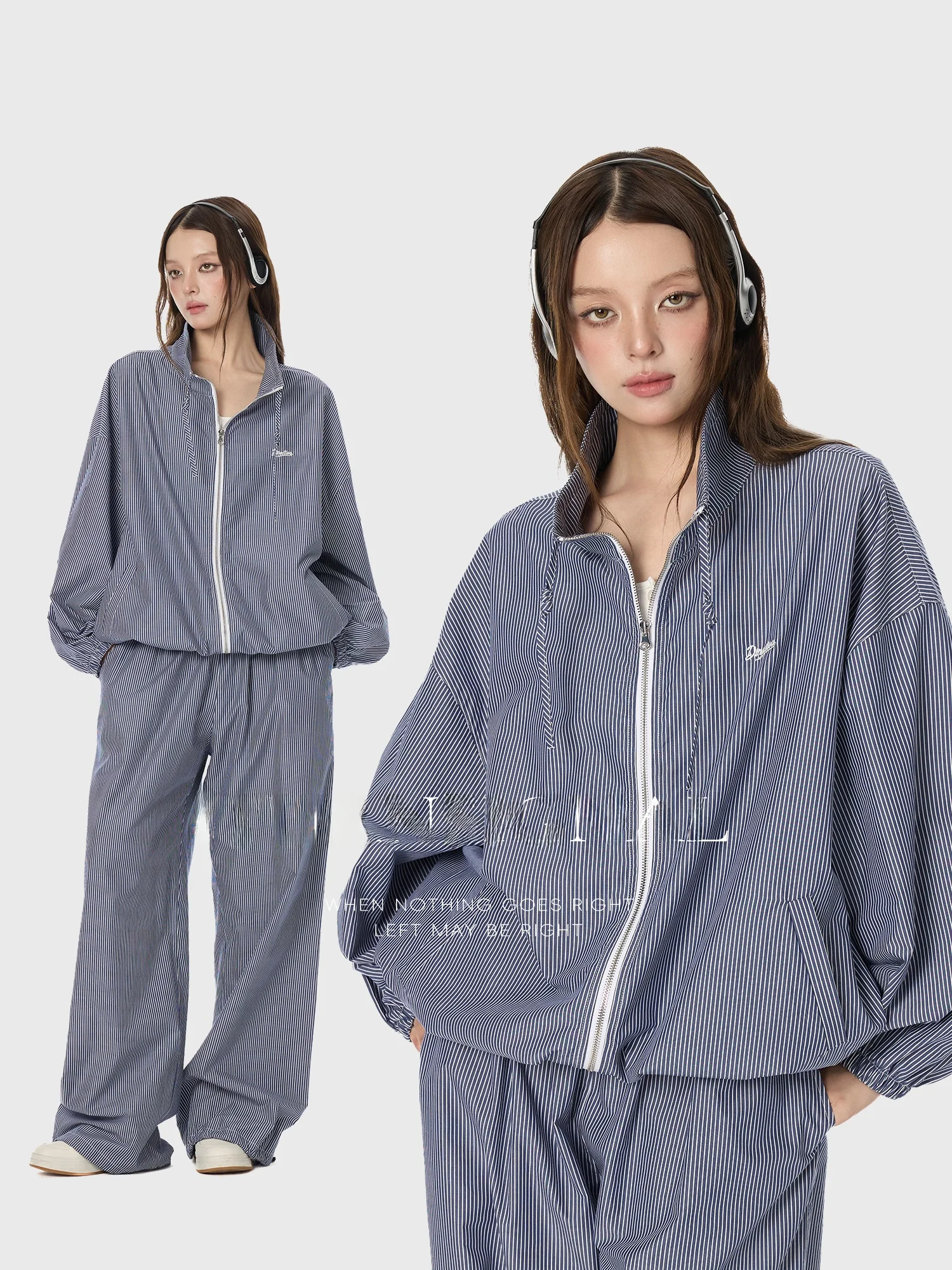 

Костюм-двойка с полосатой курткой и брюками Turn Signal Faion: женская повседневная спортивная одежда, новинка весны 2026 года