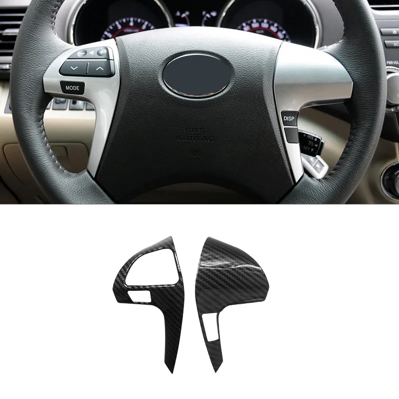 For Toyota Highlander 2009 - 2014 For Camry 2006 - 2013 Car Accessories Steering Wheel Button Frame ABS Carbon Fiber Style Cover