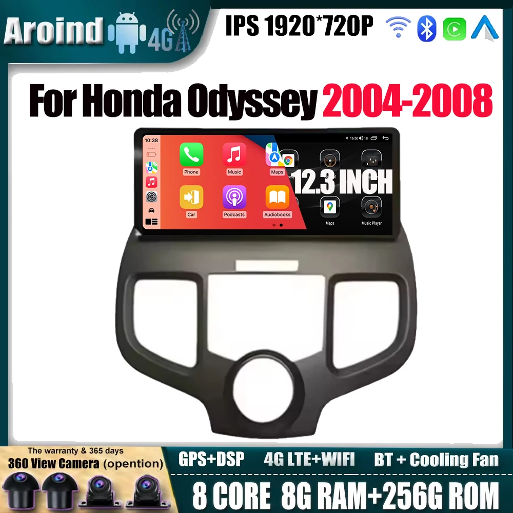 

12.3Inch Carplay Android Auto IPS Screen For Honda Odyssey 2004-2008 Multimedia Video Player Navigation GPS Tools 4G LTE wifi