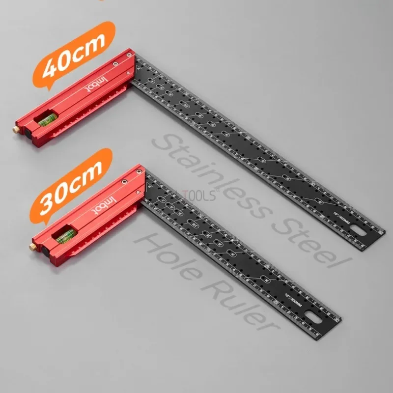 Measuring Right Angle Ruler Woodworking Quick Positioning and Marking Special Hole Ruler 30cm/40cm Multi Functional Square Ruler