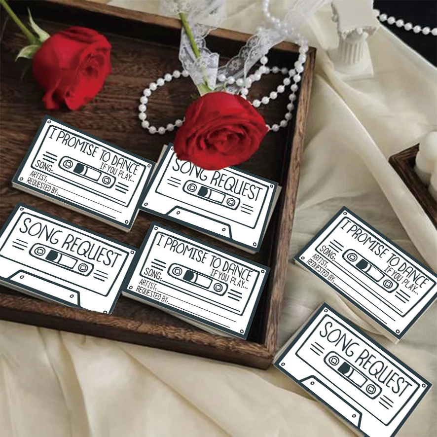 

100pcs Vintage Music Theme Postcards, Dance Promise Cards Wedding Song Request Cards, Perfect for Anniversary Invitations