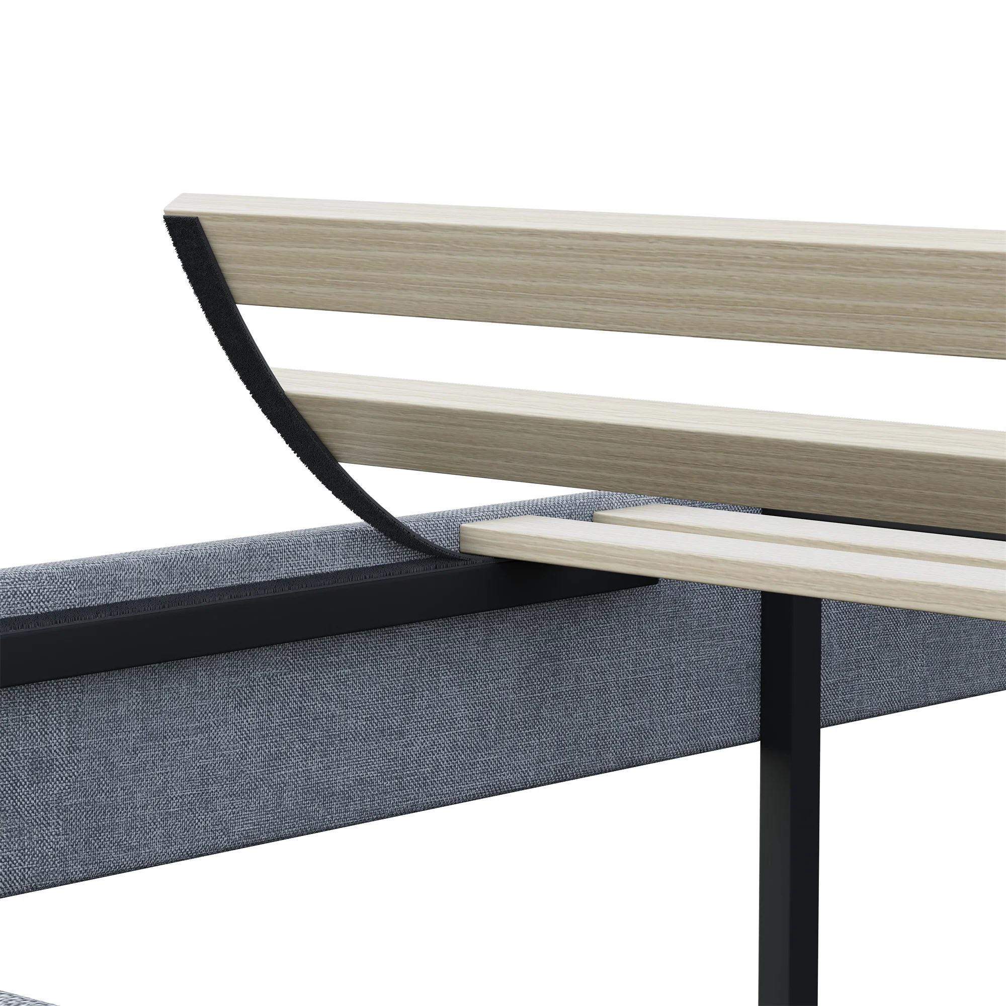 [Flash Sale]Queen Size Light Grey Bed Frame with Adjustable Border Headboard[US-Stock]