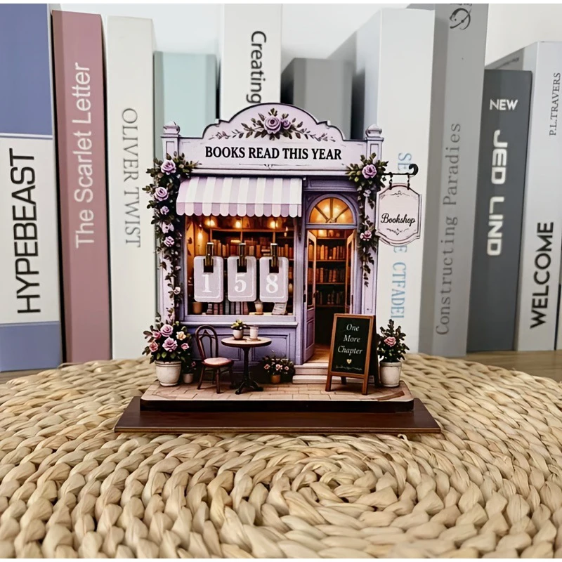 Diy Vintage Wooden Book Tracker Plaque Flip Design Record Up To 999 Books Decorative Book Mark Desktop Ornament Reading Supplies