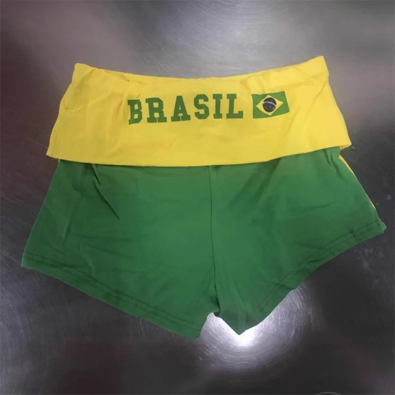 Brazilian Summer Fashion Football Sports Contrast Shorts Y2K Sexy Girls' Sports Stretch Waist Gothic Letter Shorts Hot Pants