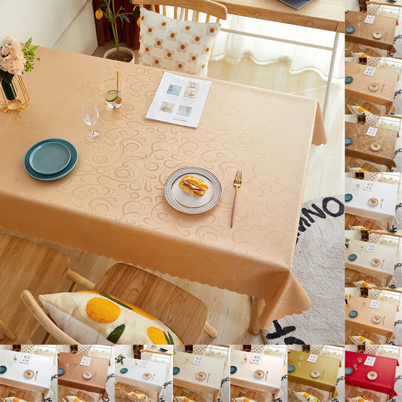 

1PC Washable Rectangular Tablecloths Kitchen Resturant Easy Care Table Cloths Scratch-Resistant Polyester Damask Table Cloths