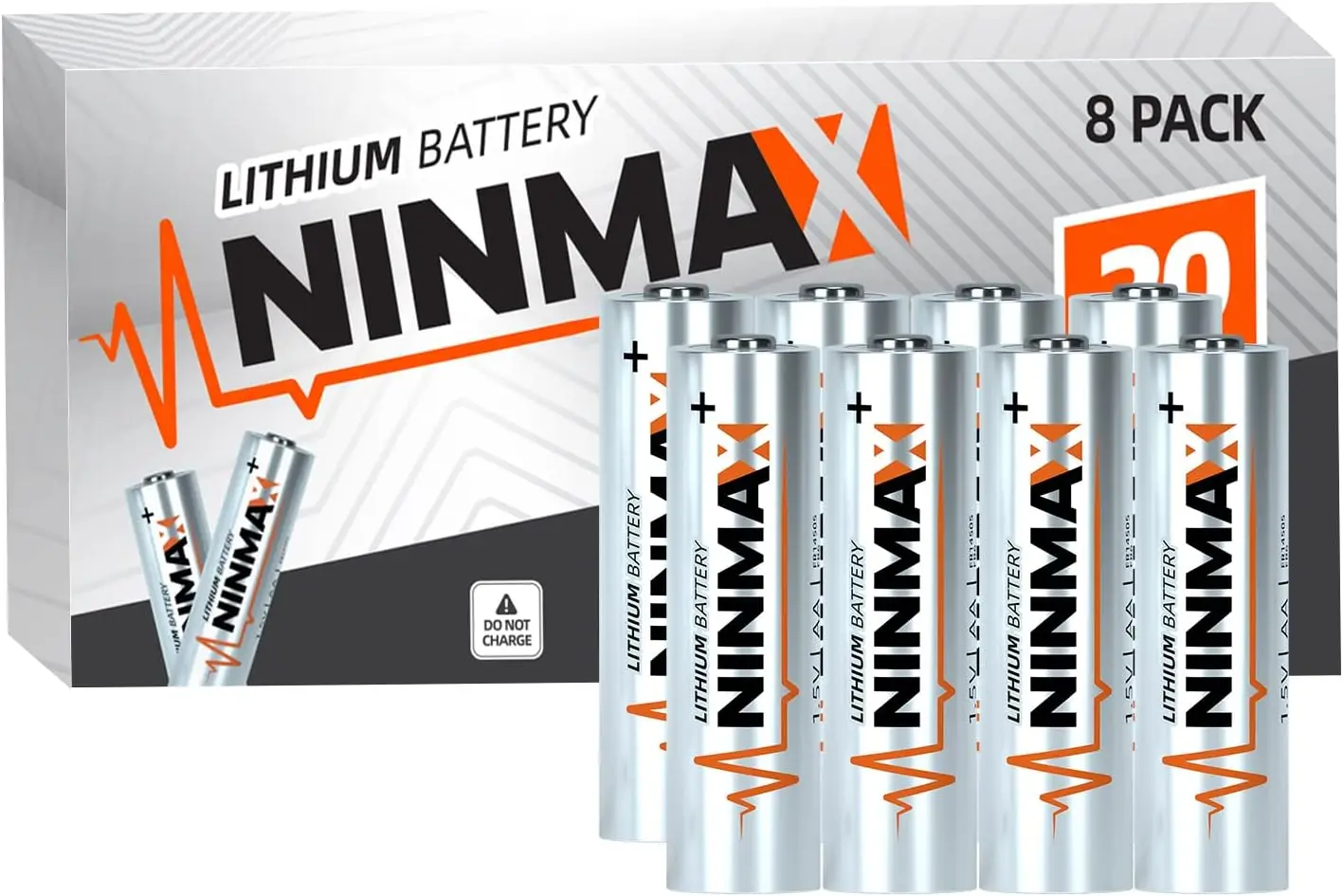 

1.5V Lithium AA Batteries 3500mAh, 8 Pack Longest Lasting Double A for High-Tech Devices