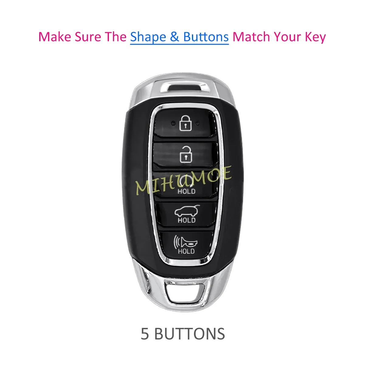 Car 5 Buttons Remote Key Case Keychain Shell Fob For 2020 2021 2022 Hyundai Palisade Elantra Silicone Key Holder Cover