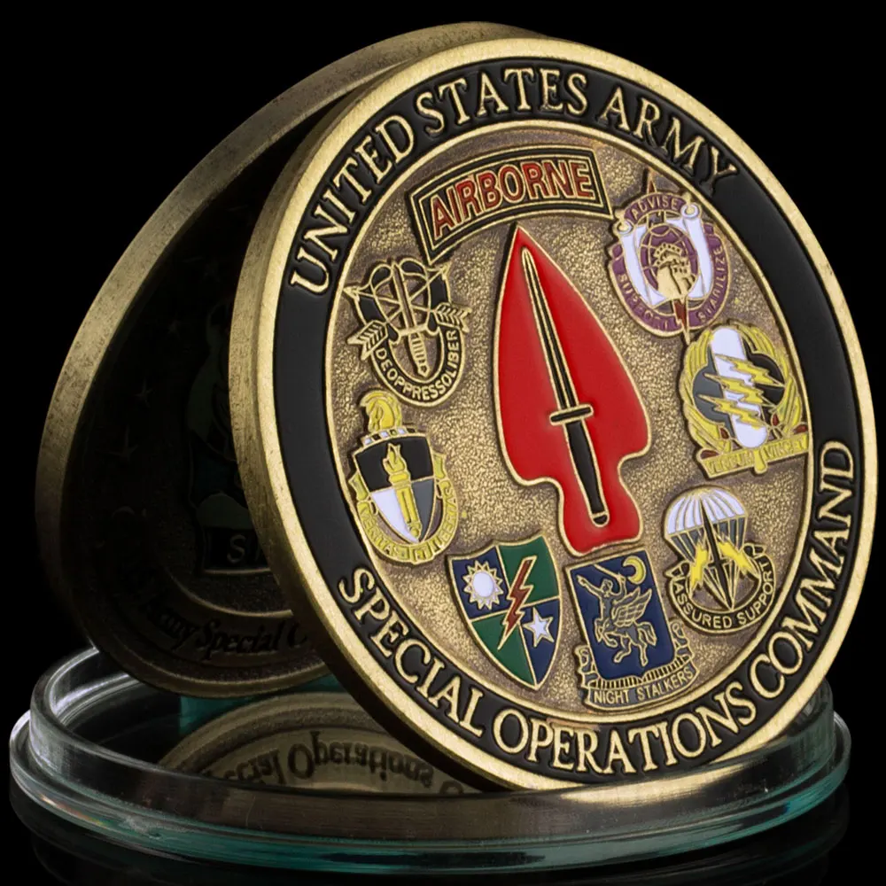 50MM USA Army Special Operations Command Commemorative Challenge Coin Bronze Plated Military Gift Collectible Coins