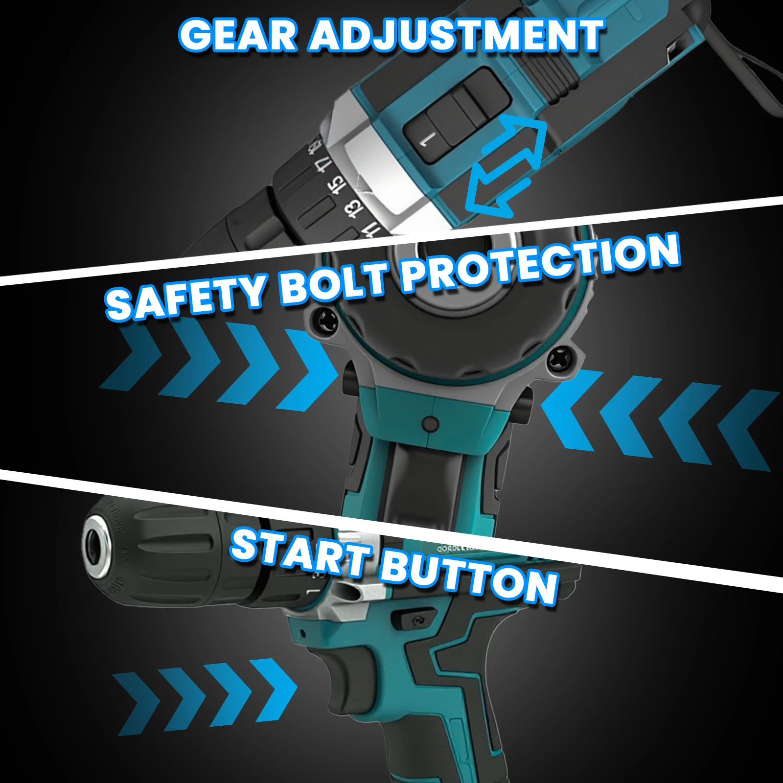 مفك براغي لاسلكي مع بطارية 3000 مللي أمبير في الساعة، مجموعة مثقاب بطارية 18 فولت 35 نيوتن متر كحد أقصى، مثقاب لاسلكي بسرعتين، لبطارية ماكيتا