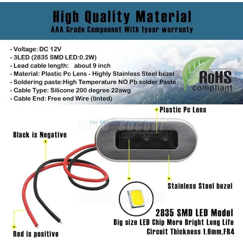 y9uc قارب اليخت بدرجة مرية مقاوم للماء 3 مجاملة من مجاملة الدرج المصباح ستير ستير #4