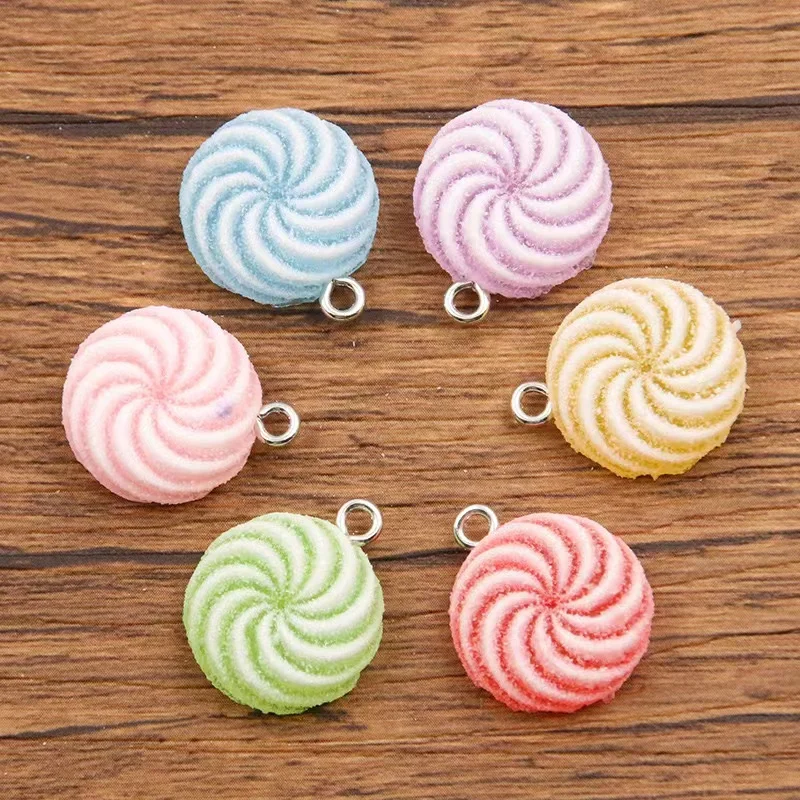 10pcs 16*20mm Simulated Colorful Circle Frosted Candy Resin Charms Accessories Pendants Handmade  Jewelry DIY Earring Necklace