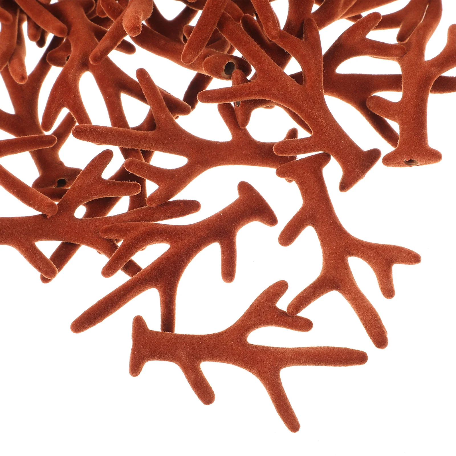 

100 Pcs Antlers DIY Accessories Flocked Decoration for Headband Brown Flocking Cloth