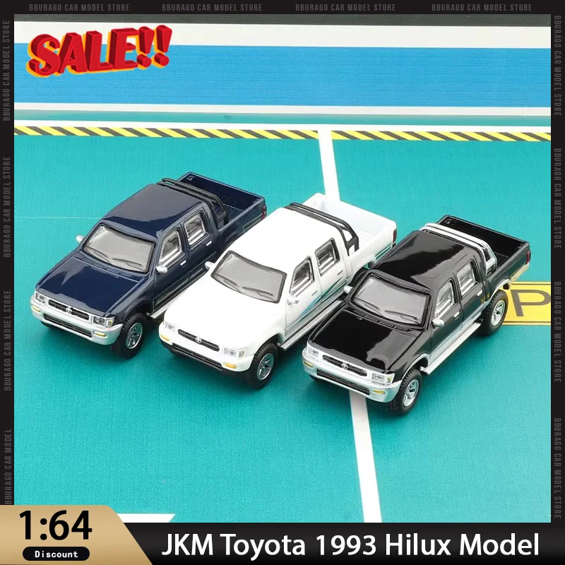 In Stock Jkm 1:64 Toyota 1993 Hilux Alloy Miniature Diecast Model Toyota Pick-Up Car Gift Three Oil Drums Custom Car Toys Gift