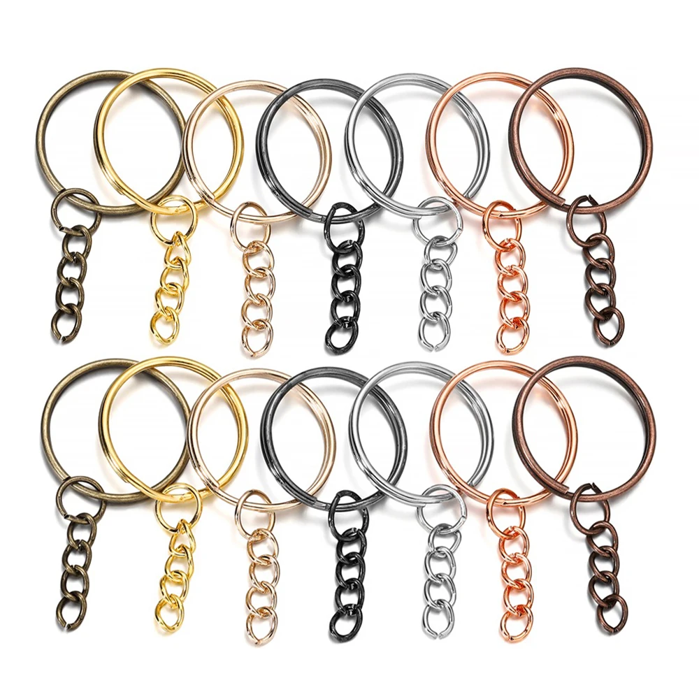 10Pcs/Lot 25mm Gold Color Key Ring Key Chain Long Round Split Keychain Keyrings for DIY Keychain Jewelry Making Accessories