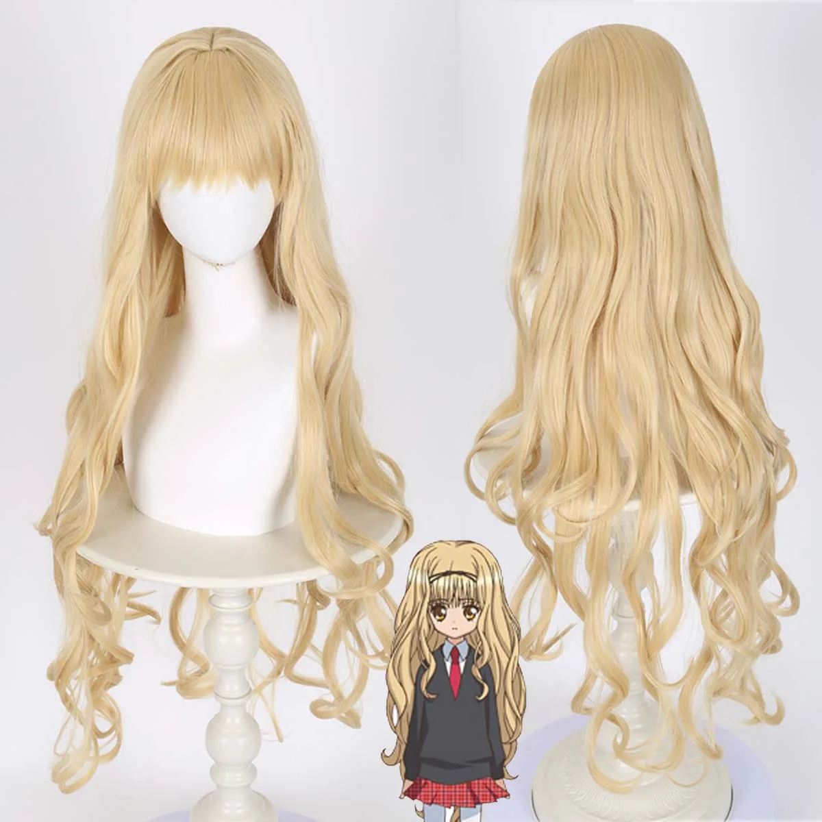 

Хэллоуин Вечеринка Аниме Шуго Чара Cos Mashiro Rima Золотой Длинный Вьющийся Волнистый Парик Волос