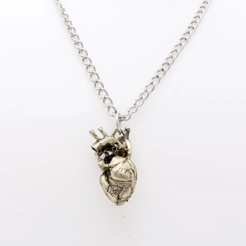 LOVBEAFAS Anatomical Heart Maxi Pendant Necklace Women Jewelry Three-dimensional 3D Science Vintage Anatomy Maxi Necklace