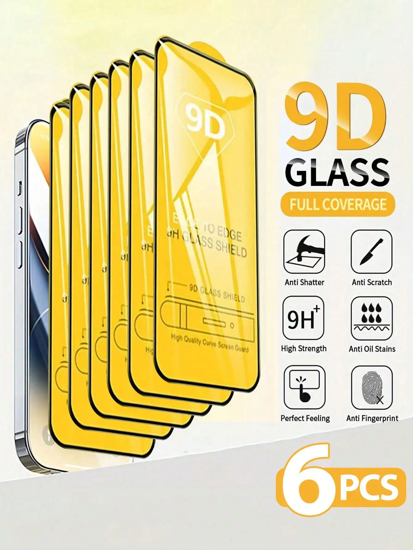 6 Pcs 9D Tempered G…