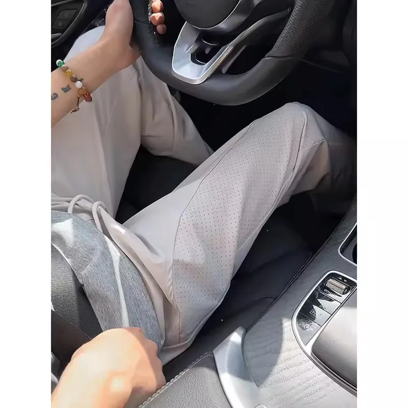 

Quick Dry Ice Silk Men's Summer Thin Blade Casual Pants Breathable Mesh Cool American Slant Cut Loose Fit Outdoor Style