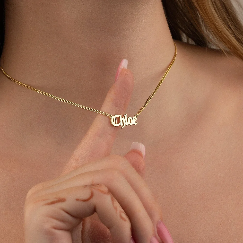 Women Accessories Name In English - 55cm Custom Gothic Name Necklace for