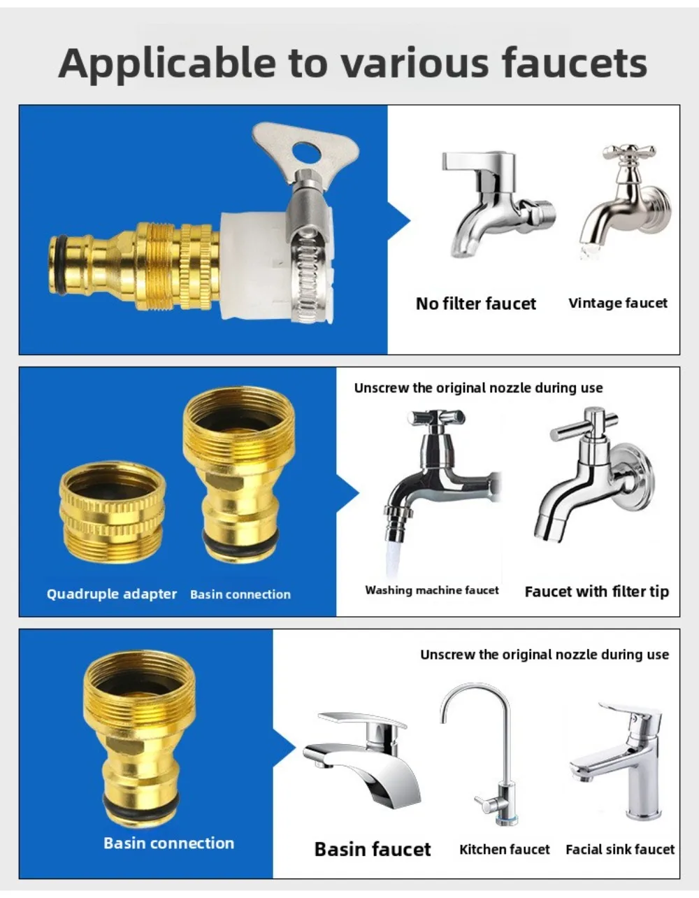 Universal 15 23mm Hose Adapter Outdoor Pipe Fitting For Watering Irrigation Garden Faucet Connector