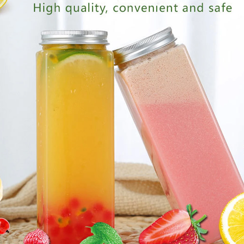 

10 Pcs PET Plastic Storage Bottles for Water Juice Beverage Black Screw On Lids Safe Food Grade Travel