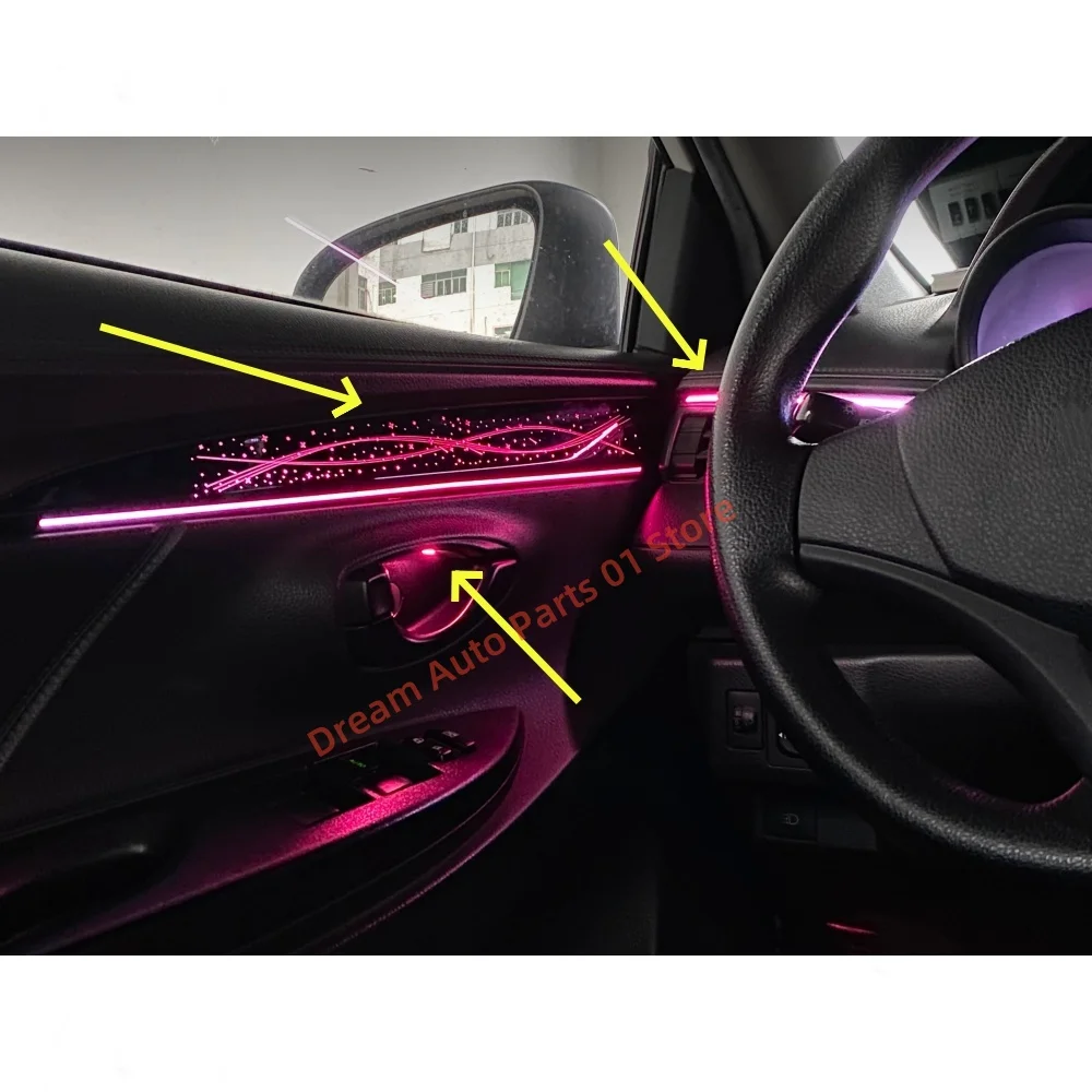 64 colour LED atmosphere light For Toyota Yaris 2014+ Ambient Light automotive interior lighting upgrade foot light door light