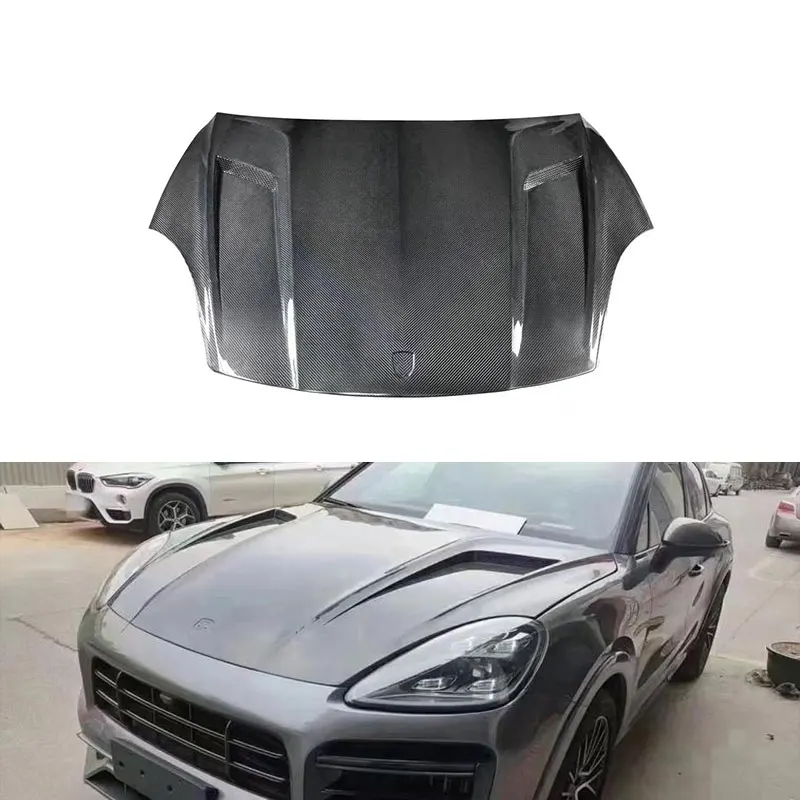 

car auto dry carbon fiber body kit parts accessories Techart Hood engine bonnet for Porsche Cayenne Coupe 2021ycustom