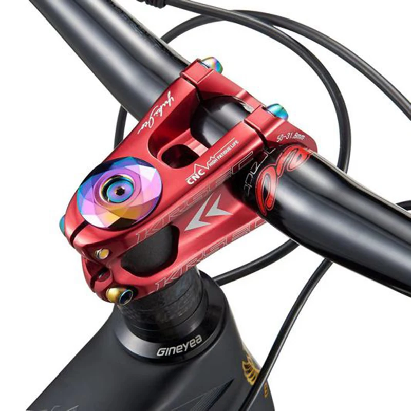 KRSEC Bicycle Stem Power Mountain Bike Bridge Handlebar Pipe Short Power Cycling Table Rod Adjustable 28.6*31.8*50MM Riser