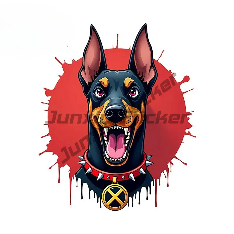 Cartoon Doberman Dog Car Stickers Computer Cooler Rear Windshield PVC Decal Occlusion Scratch Cartoon Car Accessories