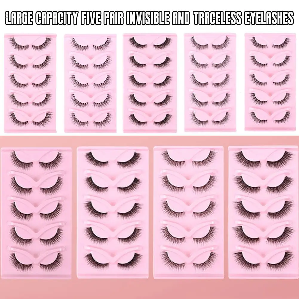 

5 Pair 5d Fluffy False Eyelashes Natural Long Manga Elongated Fake Eyelashes End Winged Lashes Lashes Makeup Eye R8a8