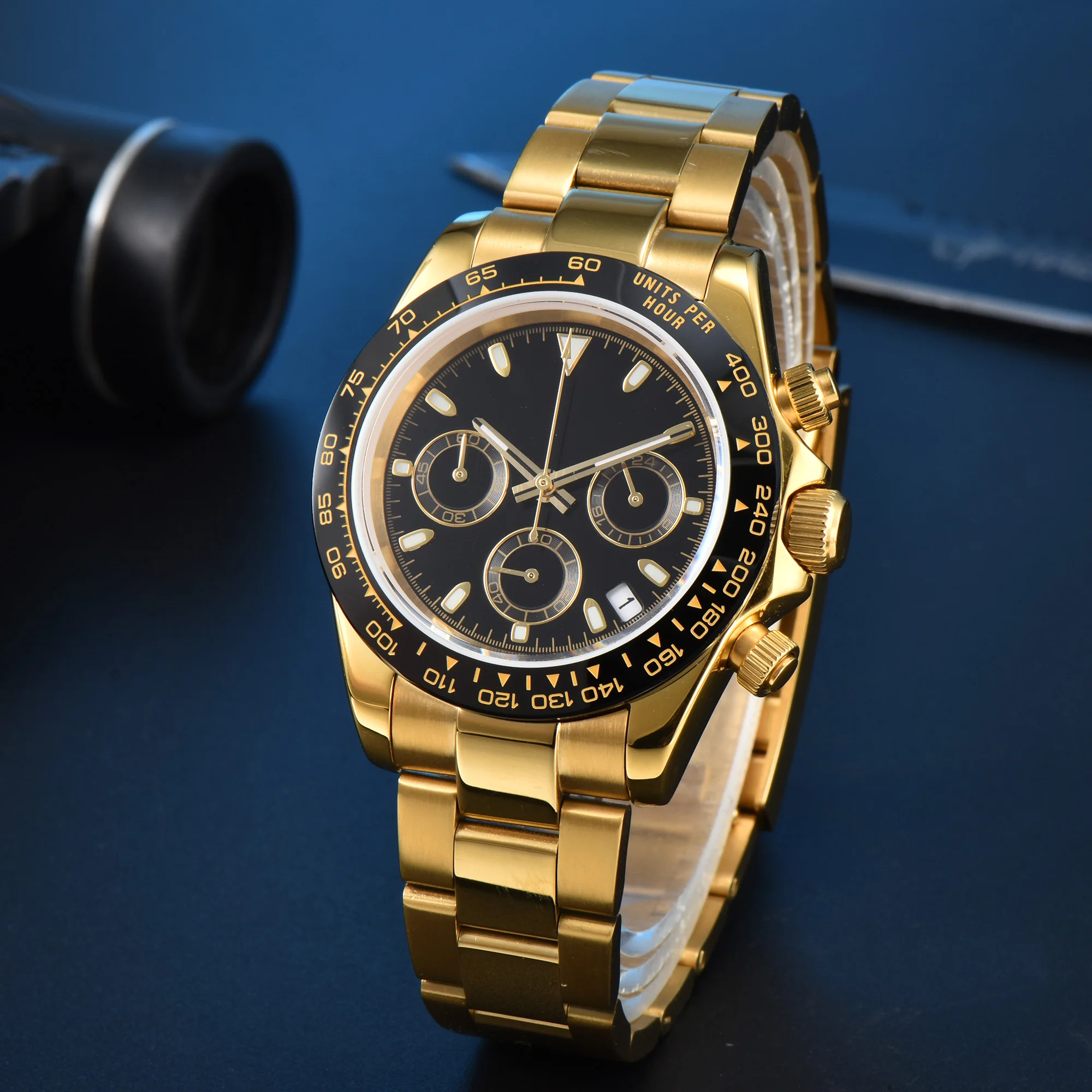 40mm stainless steel men's quartz watch VK63 movement waterproof multi-functional date luminous display sapphire glass watch