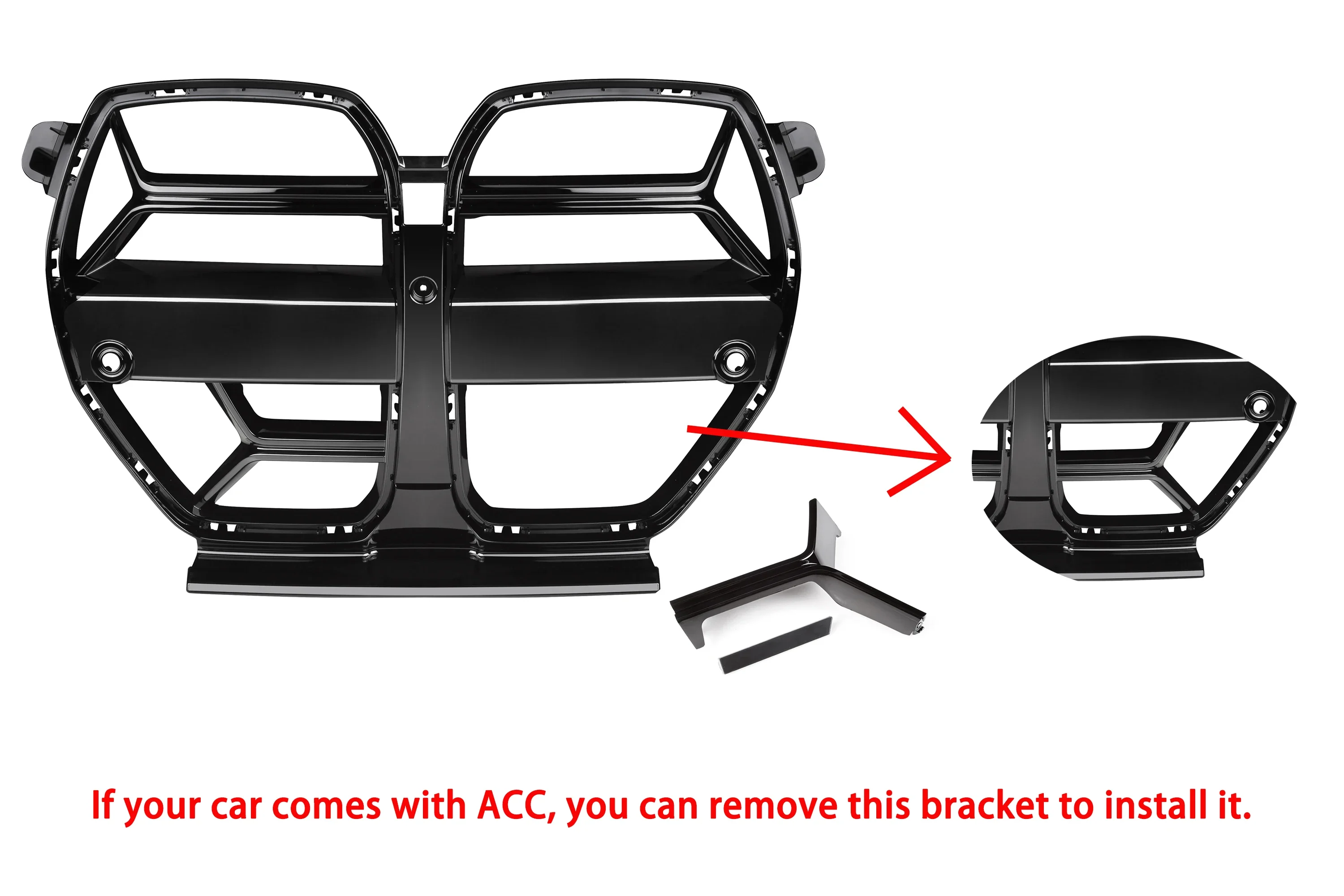 ABS Plastic Bumper Grilles for BMW G80 G81 M3 G82 G83 M4 2021 - IN Glossy Black Front Hood Kidney Grille ACC and No ACC Support